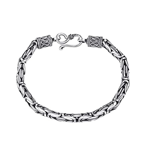 Pulsera de plata de ley con relieve vintage hecha a mano