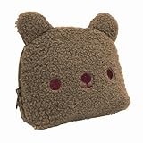 Everythingly Teddy Bear Makeup Bag | Toiletry And Portable Cosmetic Organizer | Make Up Bag For Women | Travel Case | Teddy Material (Dark Brown)