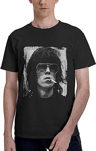 Keith Richards T-Shirt Round Neck Short-Sleeved Standard Boys tee Clothing Black(Large)