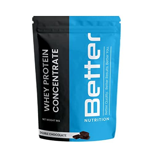 Image of Better Nutrition Whey Protein Concentrate 1kg | 24g Protein & 5.8g BCAA per scoop (29 servings) |No Added Sugar | Muscle Building and recovery for Women & Men | Double Chocolate | Muscle Building: Vegetarian