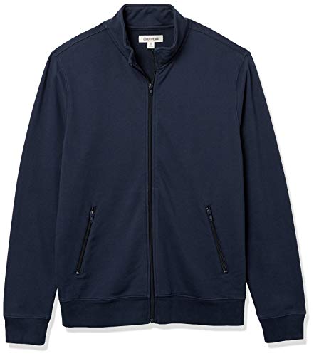 Amazon Brand - Goodthreads Men's Lightweight French Terry Track Jacket, Navy, Medium