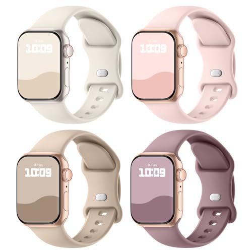 【4枚入り】Knossen コンパチブル Apple Watch バンド 38mm 40mm 41mm 42mm 44mm 45mm 46mm 49mmアップルウォッチ バンド シリコン製 スポーツバンド iWatch Series 11 10 9 8 7 6 5 4 3 2 1 SE に対応 シリコン製 スポーツバンド 交換ベルト 柔らかい 通気 男性 レディース