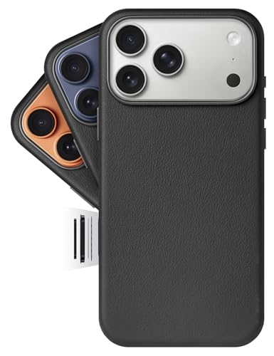 LONLI Classic | Premium-Lederhülle für iPhone 17 Pro Max Aus europäischem Vachetta-Leder (Gold-Standard) Mit Kamera-Steuerung & MagSafe-Kompatibilität Schwarz