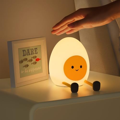 Night Light for Kids, 7 Colors 3 Brightness, 1500mAh Egg Silicone Night Light