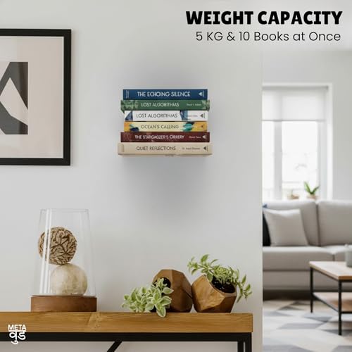 Image of Illusion Bookholder | Wall Mounted Book End | Superhero Bookshelf | Decor for Kids Room, Invisible Metal Book Holder Heavy Duty (Set of 3 Plain)