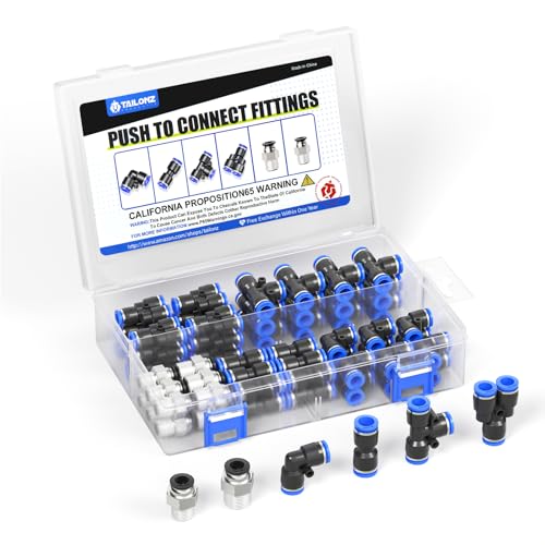 Kit de accesorios neumáticos de 1/4 con codos y uniones T rectos 2