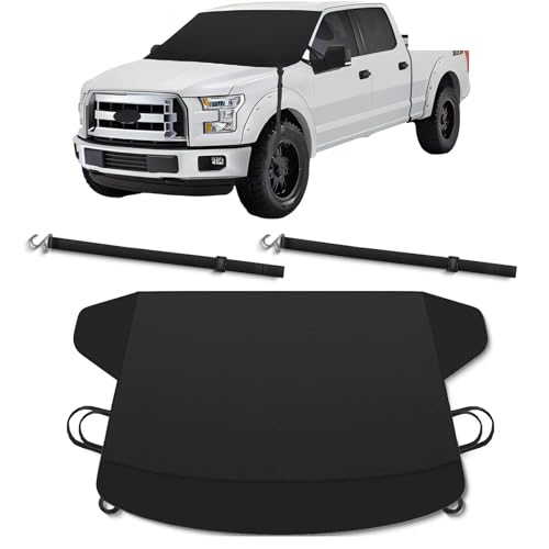 Image of 1 PC Car Windshield Cover, 70.9 inch / 180 cm x 47.2 inch / 120 cm Thickened Oxford Cloth Snow Cover, Anti-Freeze and Anti-Frost Car Protective Cover, Universal for Most Cars (Black)