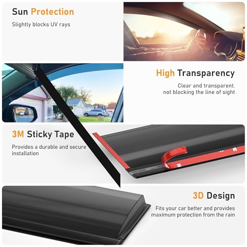 Image of Shatterproof Taped-On Window Deflectors for Chevrolet (Chevy) Equinox 2018-2024, Rain Guards, Window Visors for Cars, Vent Deflector, 4pcs