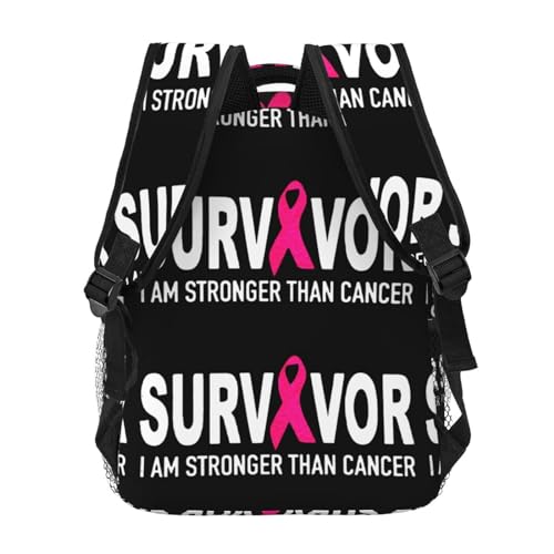 Men Women Lightweight Breast Cancer Survivor Pink Ribbon Black Art Backpack Large Capacity Bookbag With Smooth Zippers for Gym Business Running, Pattern 6734