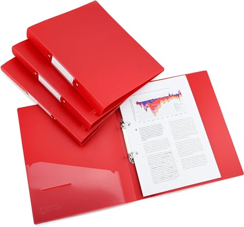 Image of 2D Ring Binder File,Plastic File Folder A /4 Size Tough & Durable Ring Binder (A /4 2D RING BINDER RED - 4)