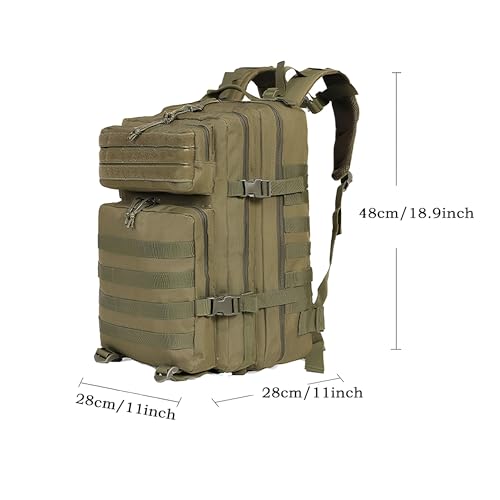 Lawaia Military Tactical Backpack 45L Army Backpack for Mens Ruck Sacks Adult Men Survival Bag Fishing Travel Suitable for Camping Hiking Outdoor Shoulder Daypack - Image 2
