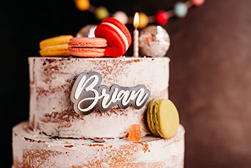 3D Personalized Cake Tags For Wedding Birthday Anniversary Cakes, 2 Layer Custom Acrylic Cake Names, 3 D Acrylic Cake Topper, Customized, Cake Charms #TOP7