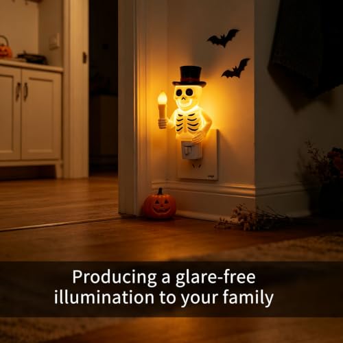 Image of Skull Night Light, 2026 New Skeleton Night Light, Halloween Horrible Light Decoration for Halloween Party and Home Decor (White)