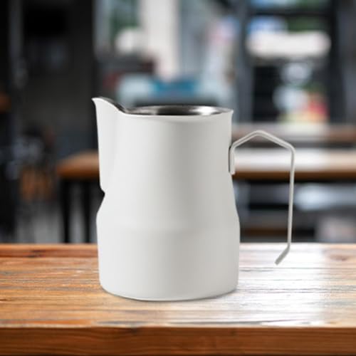 Image of Enakshi Milk Frothing Pitcher Barista Tool Espresso Steaming Pitcher for Kitchen Bar White 350ml|Home & Garden