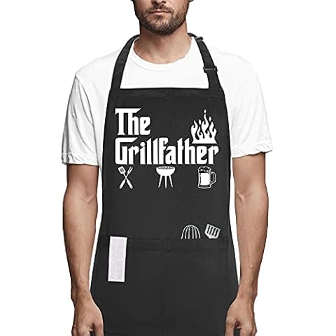 POTALKFREE Funny Grilling Aprons for Men with Pockets, The Grillfather Waterproof Kitchen Cooking BBQ Apron for Dad Man Husband, Grill Gifts for Birthday Christmas Thanksgiving Cover