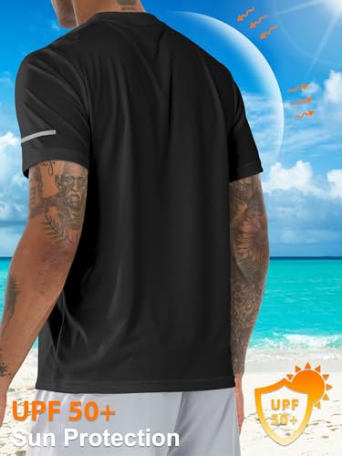 1 or 3 Pack Men's Rash Guard UPF 50+ Sun Protection Short Sleeve T-Shirts Lightweight Quick Dry SPF UV Swim Tees3