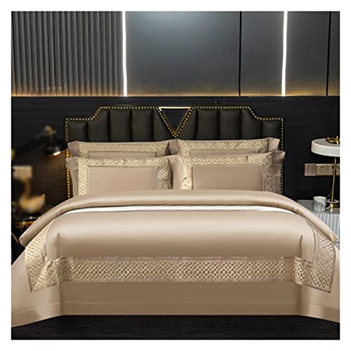 Parure de lit brodée en coton Queen Size chic avec housse de couette