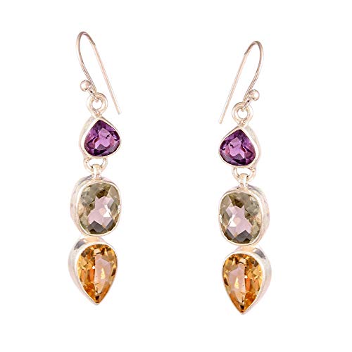 Boucles d'oreilles en argent 925 avec améthyste de créateur