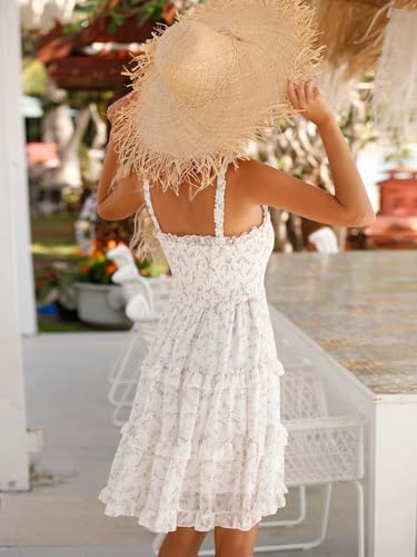 Women's 2025 Summer Floral Dress Square Neck Strapped Swing A Line Beach Dress2