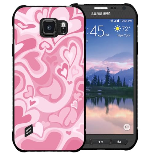 zaztify Case for Samsung Galaxy S6 Active, Pastel Lovely Irregular Pink Love Heart Lovecore Aesthetic Pattern Shockproof Anti-Slip Thin Slim Soft Cute Beautiful Phone Cover Shell