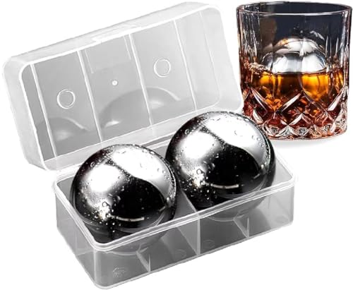 2Pack Stainless Steel Whiskey Ice Balls Reusable Beverage Chilling Stones
