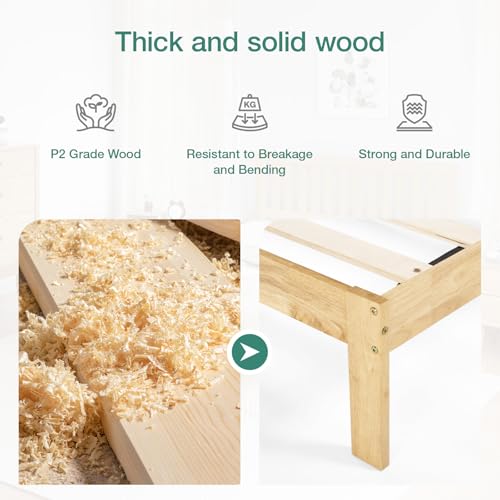 Novilla N-F14002-Q/12-NT Queen Bed Frame Wood Bed Frame Queen With Headboard, Queen Bed Frame With Headboard Solid Wood Bed Frame Foundation thumb #3