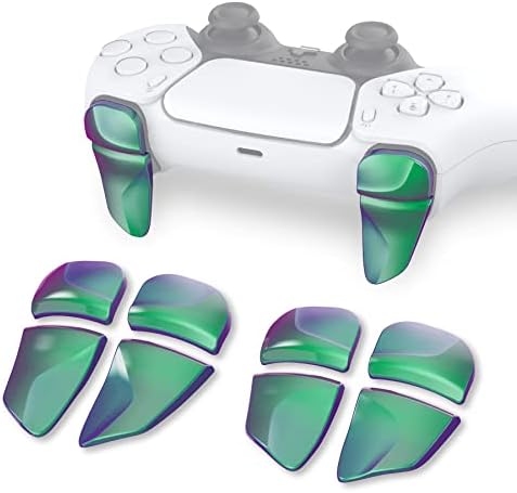 PlayVital Blade 2 Pairs Shoulder Buttons Extension Triggers for ps5 Controller, Game Improvement Adjusters for PS Portal Remote Player, Bumper Trigger Extenders for ps5 Edge - Chameleon Green Purple