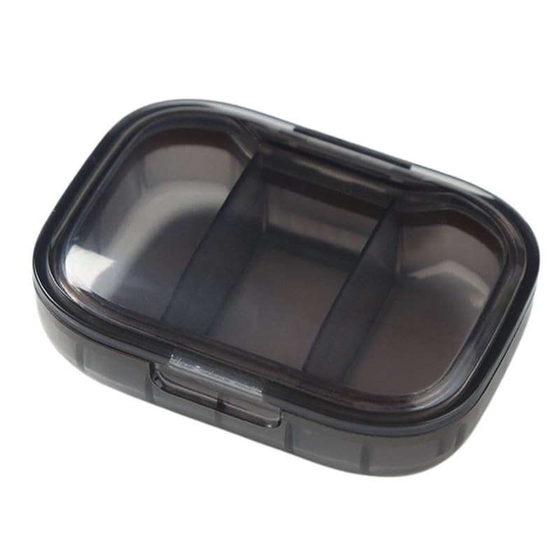 3-Compartment Portable Pill Organizer | Airtight Moisture-Proof Travel Medicine Storage Box | Black-image-38