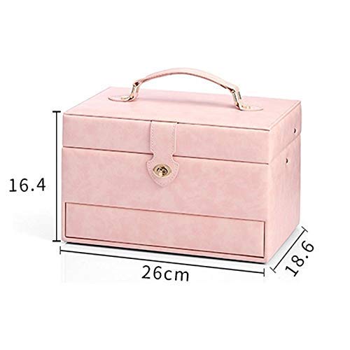 Sac de rangement de bijoux portable vitrine cuir trois couches - 3