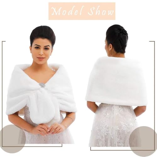 Women’s Wedding Faux Fur Shawl and Wraps Bridal Faux Fur Stole Cape Winter Fur Scarf for Bride and Bridesmaids4