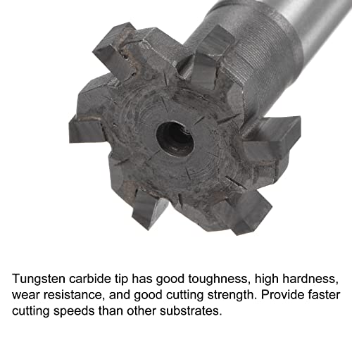 Image of uxcell T-Slot Milling Cutters, 5mm Depth 25mm Cutting Dia 12mm Shank Tungsten Carbide Tip 6 Flutes T Slot End Mill for Stainless Steel Copper Aluminum