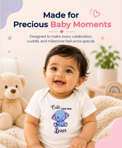 Image of ARVESA Baby Romper Bua Theme for Baby Boy and Baby Girl Cotton 0-12 Months Design No 972 - Cute Like My Bua