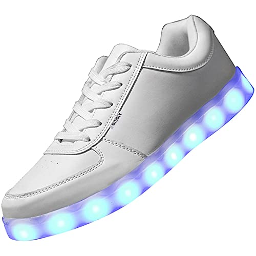 Image of USB Adult Light Up Shoes Rechargeable Flashing Low Top LED Shoes Unisex Sports Dancing Sneakers bai43 White