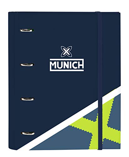 Safta- Munich Carpeta 4 Anillas de 30mm, Color azul oscuro/gris azulado, 270x35x320...