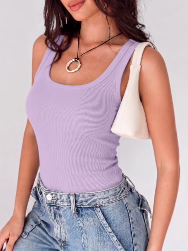 Image of ANRABESS Womens Square Neck Ribbed Tank Tops 2026 Summer Sleeveless Shirts