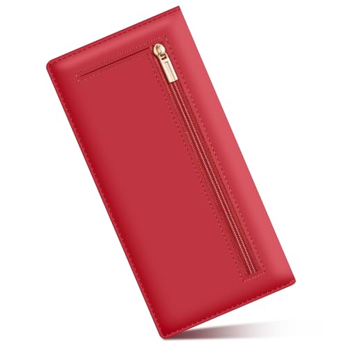 Image of Tipmile Slim Wallet for Women, RFID Blocking Credit Card Holder | 1 Zipper Pocket, 1 ID Window, 3 Cash Compartments, 11 Card Slots