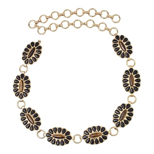 TRUE LOVE ACCESSORIES Women's Western Stone Concho Chain Belt –