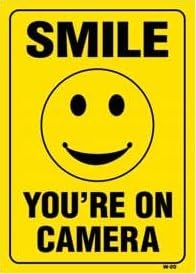 4-Pack Smile You're On Camera Signs 8"x12" Rust Free Aluminum Video Surveillance Signs