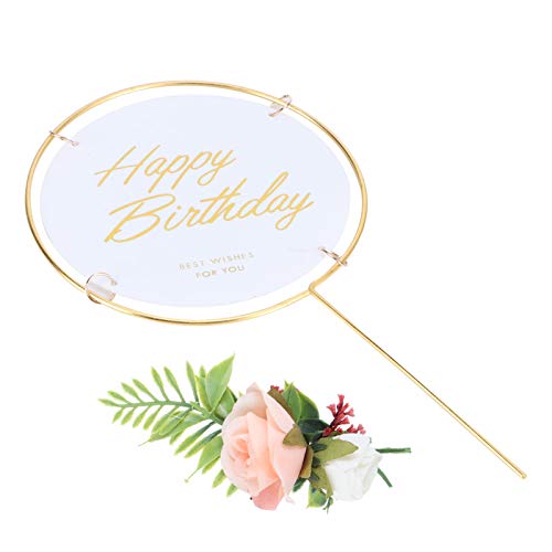 Round Happy Birthday Cake Toppers, Metal Cake Inserts Birthday Decorations For Children Or Adults #TOP7