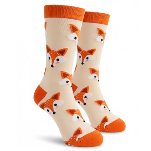 Rutuioy Cute Forest Fox Orange Funny Novelty Crew Socks Casual Athletic Sport Crazy Dress Sock For Women Men
