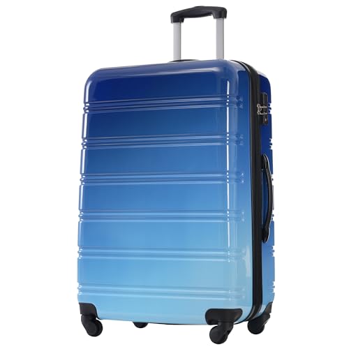 Hardshell Luggage Sets 3 Piece Gradient Color Expandable Suitcase with Spinner Wheels and TSA Lock Lightweight 20" 24" 28" Available,Blue and Light Blue3