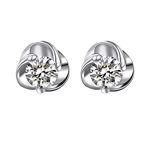 Boucles d'oreilles or blanc 18k anti-allergie avec puce diamant pour oreilles sensibles