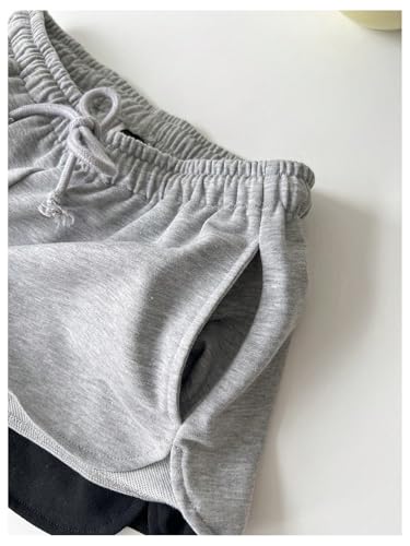 Women's 2 Packs Drawstring Waist Sweat Shorts Low Rise Workout Track Shorts Casual Lounge4