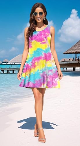 Image of WEACZZY Women Summer Casual Swing T Shirt Dresses Beach Cover up Loose Dress