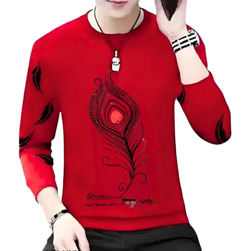 Image of Men Round Neck Cotton Blend Stylish Printed T-Shirt