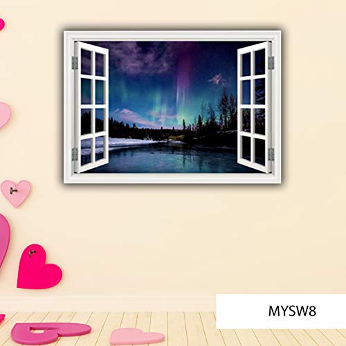 Vinilo Decorativo 3D Marco de Ventana Aurora Boreal miniatura 3