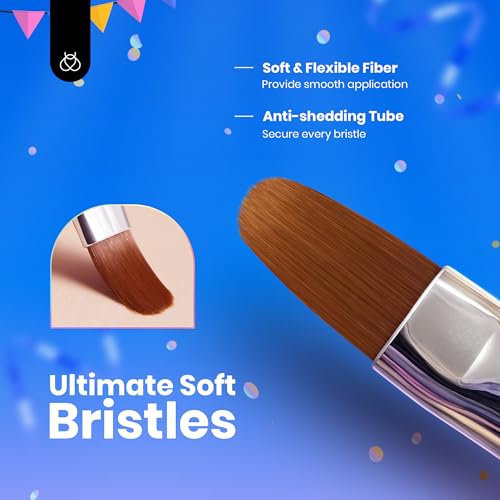 Beetles Gel Polish Nail Art Brushes, 6 Pcs Fingernail Art Design Pens, Wood Alloy Handle, Dotting Pen Clean Up Liner French Nail Brush Set, DIY Manicure Tools Gift for Women - Image 3