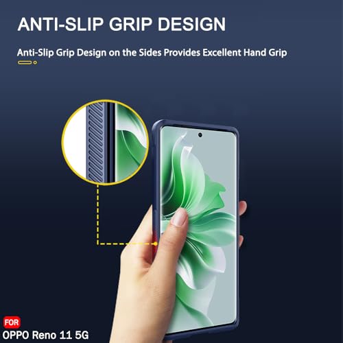 Image of TheGiftKart Liquid Silicon Back Cover Case for Oppo Reno 11 5G | Shockproof Military Grade Protection | Micro-Fibre Cloth On Inner Side | Built-in Anti-Slip Grip for Back Case Oppo Reno 11 (TPU, Blue)