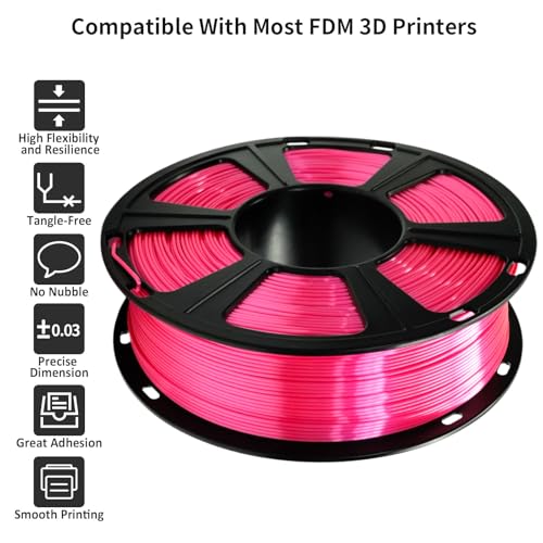 Image of GIANTARM 3D Printer PLA Filament, Shiny Silk Rose Pink Magenta Toughness Enhanced Filament with 1.75mm Dimensional Accuracy + /-0.03mm, 1080 Feet per Roll, Vacuum Packaging, for Most 3D FDM Printer