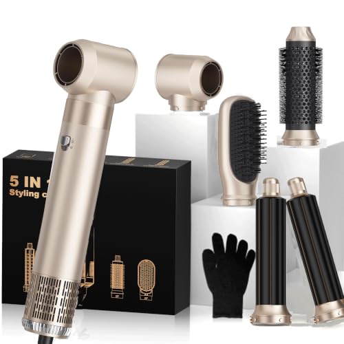 Image of OKWRAP 5-in-1 Hot Air Styler & Blow Dryer Brush Set - 700W Gentle Temperature Hair Multi-Styler with Auto-Wrap Curlers & Round Brush for Fine, Thin, or Damaged Hair, 100-120V US Outlet Only